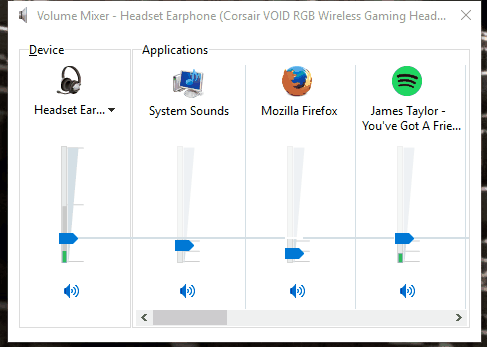 Volume Mixer    Taskbar f Windows 10 
